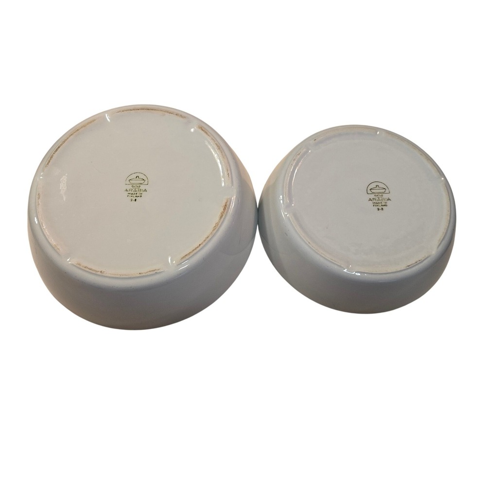 Arabia of Finland White Ceramic Nesting Bowls Set of 2 circa 1949-1964 - Picture 4 of 10